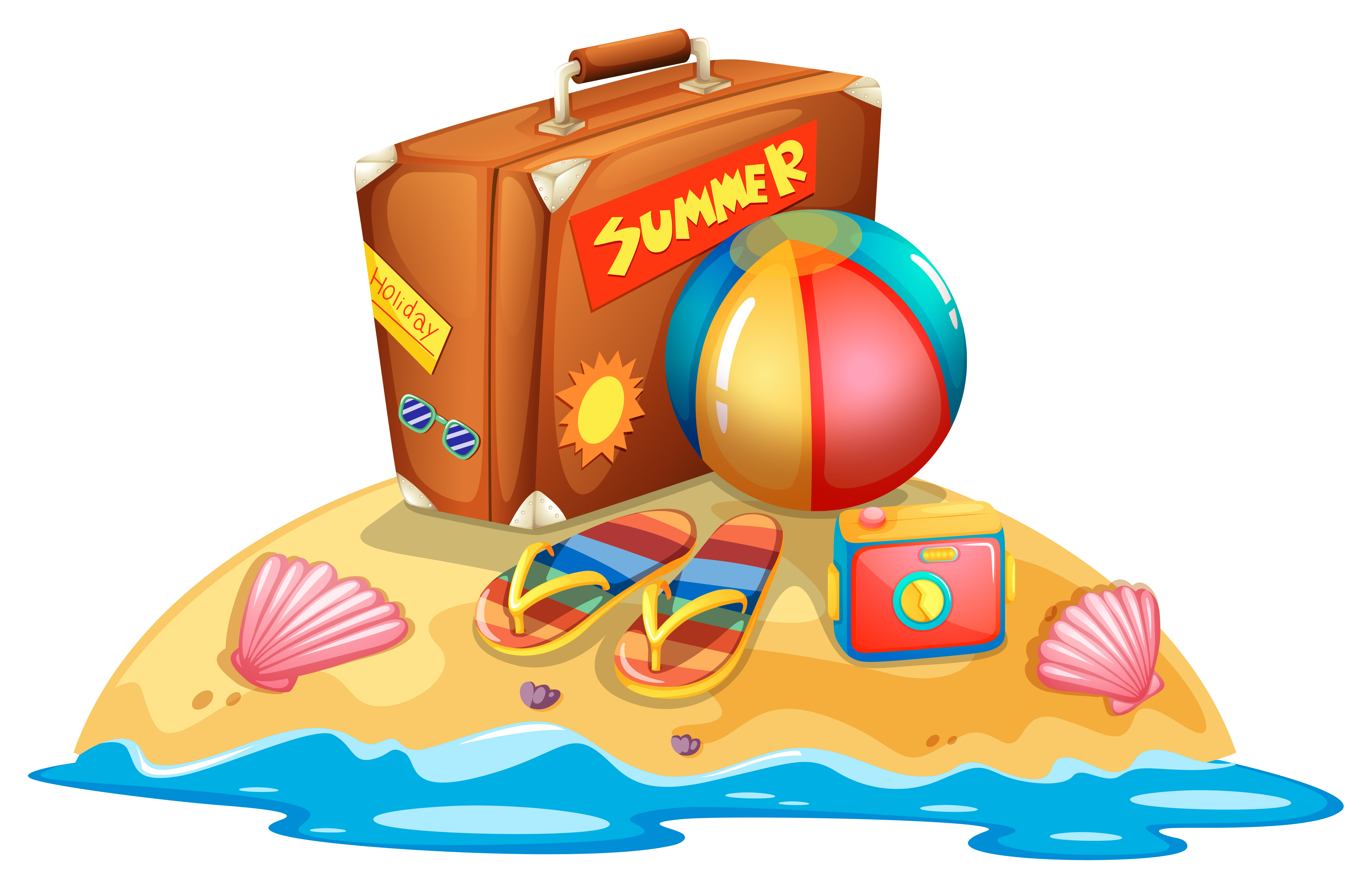 many summer beach equipment vector